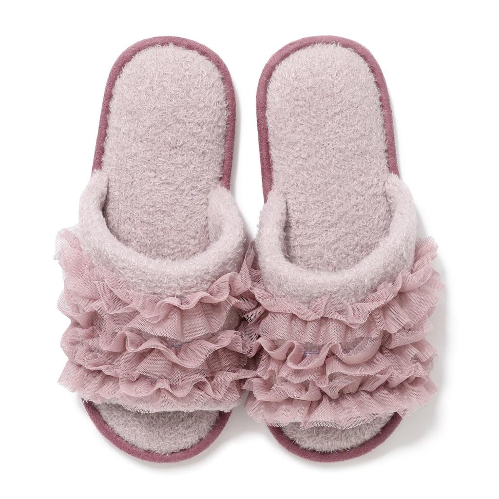 Francfranc Moist Knit Frill Room Pink Shoes,
