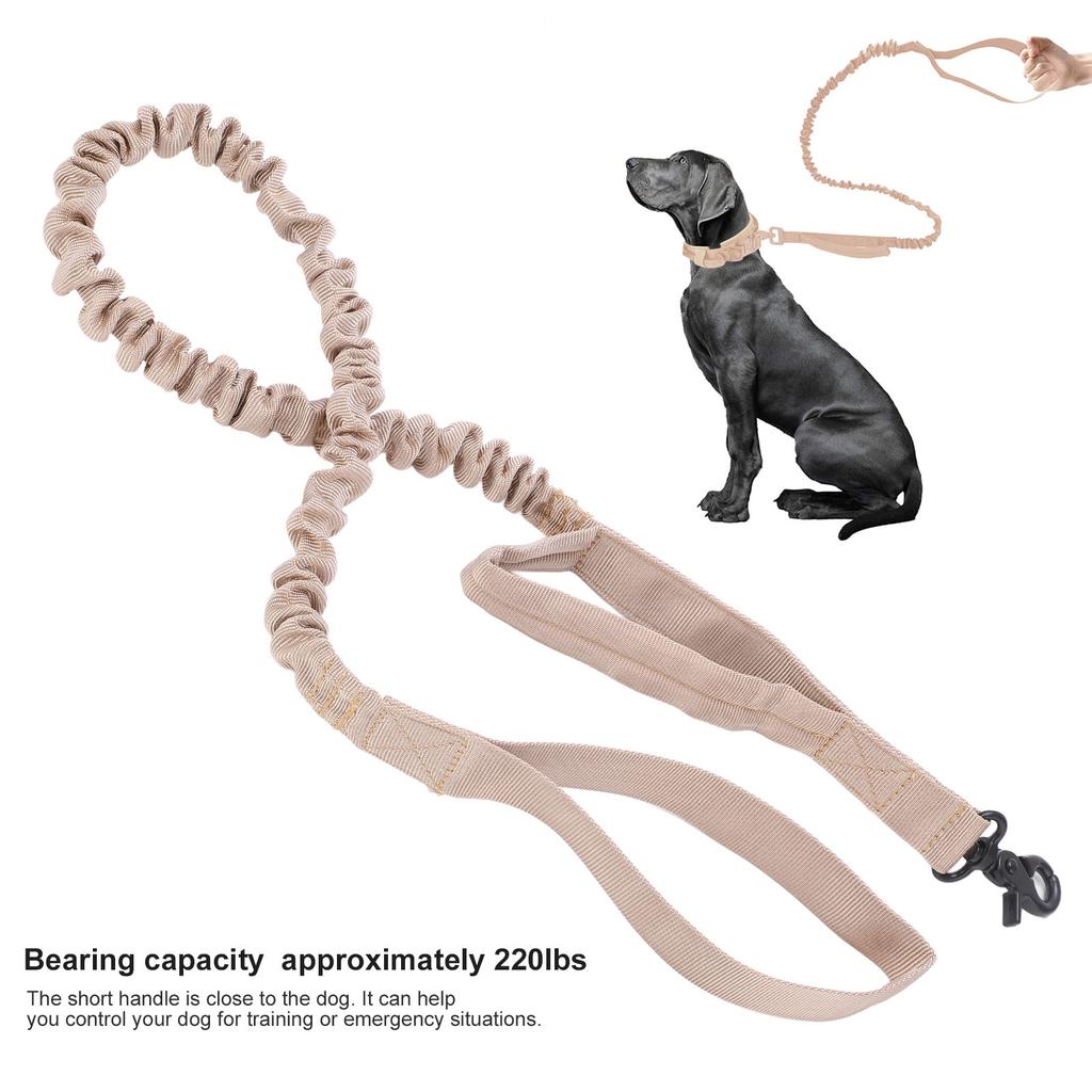 Heavy Duty Bungee Dog Leash Elastic s Rope with 2 Padded Control Handles for Military Dog Training Night Walking
