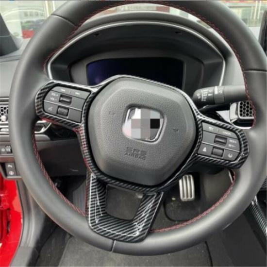 Carbon Fiber Steering Wheel Decor Cover Trim For Honda Civic 2022 11th Gen