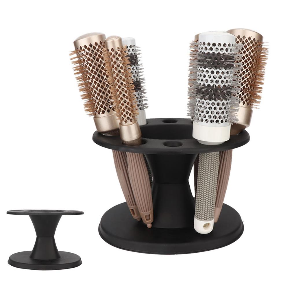 Plastic Round Hair Brush Comb Holder Display Rack Hair Styling Brush Stand Shelf AccessoriesBlack