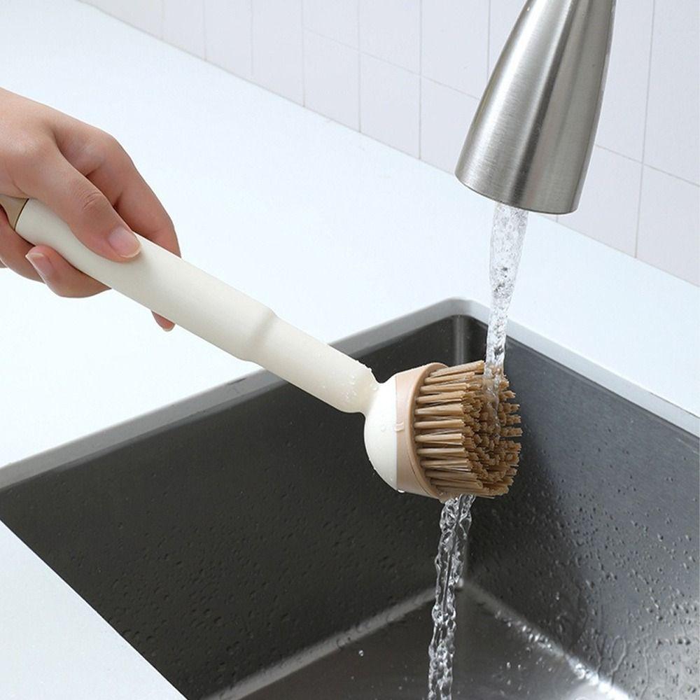 Stain Removal Rotatable Pot Scrubber Long Handle Cookware Cleaner Brush Kitchen Use