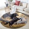 Black Horse Round Area Rug,Carpet Rug for Living Room Bedroom Sofa Playroom Decor,Non-slip Floor Mat