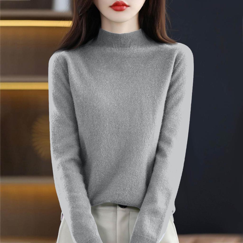Women's Knit Turtleneck Long-Sleeve Top Casual Comfortable Long-Sleeve Blouse