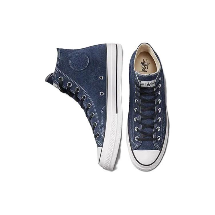 Stussy X Converse Chuck 70 High 8 Ball Unisex Sneakers Blue Sargasso-Sea White A03711C