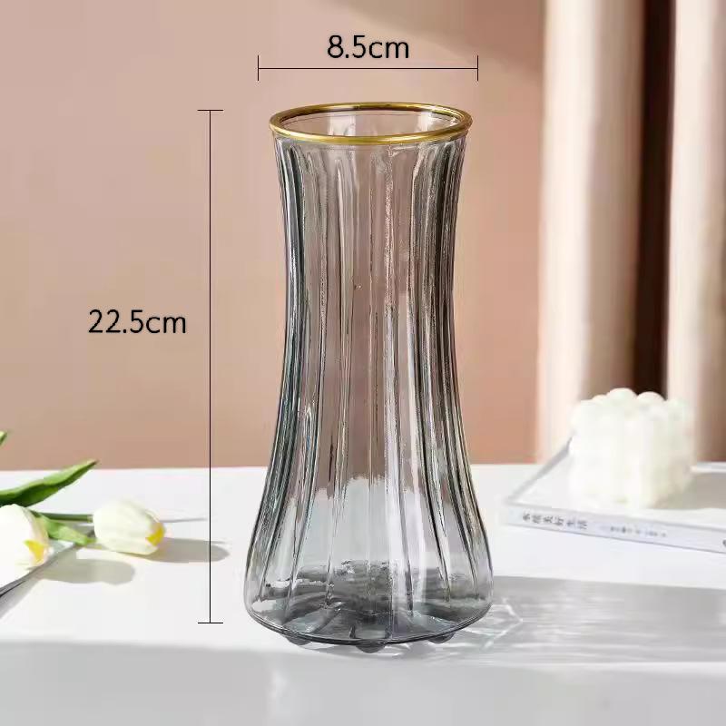 Nordic Cone-Shaped Transparent Glass Vase for Lucky Bamboo and Flowers