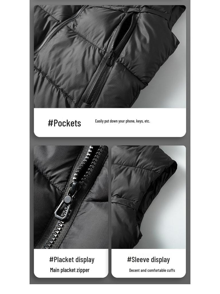 Men's Plus Size Winter Fashion Cotton Vest - Trendy Sleeveless Jacket with Stand Collar