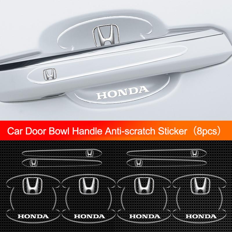 

8pcs Car Door Handle Stickers Bowl Anti-Scratch Protective Strip For Honda Civic Accord Fit CRV Jazz Odyssey Insight Legend HRV