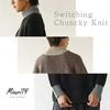 Samdiff Chunky Knit Bulky Switching Loose Thick Mock Solid Premium Size Men's Two-Tone Sweater, Knit, Design, Fit, Neck, Color, High-Quality, Sweater,
