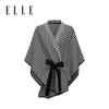 ELLE Women's Retro Houndstooth Wool Blend Shawl Cape
