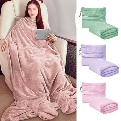 Pătură de Călătorie Moale din Lână Fleece 2-în-1 Pernă Pliabilă Combinație Zboruri Camping Călătorii cu Mașina Pernă Pătură pentru Avion cu Curea pentru Bagaje