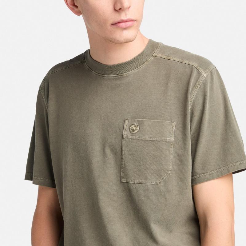 Timberland Ss25 Casual Breathable Round Neck Short Sleeve T-Shirt Men Tops Army-Green A42N5-A58