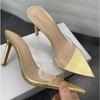 Summer New Women's High-heeled Sandals Transparent High-heeled Slippers Stiletto Pointed Toe Slip-on High-heeled Sandals