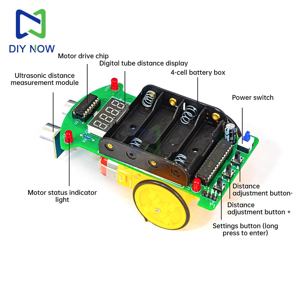 DC 5V Ultrasonic Distance Measurement and Obstacle Avoidance Car Soldering Kit for MCU Smart Cars Electronic DIY Kit No Battery
