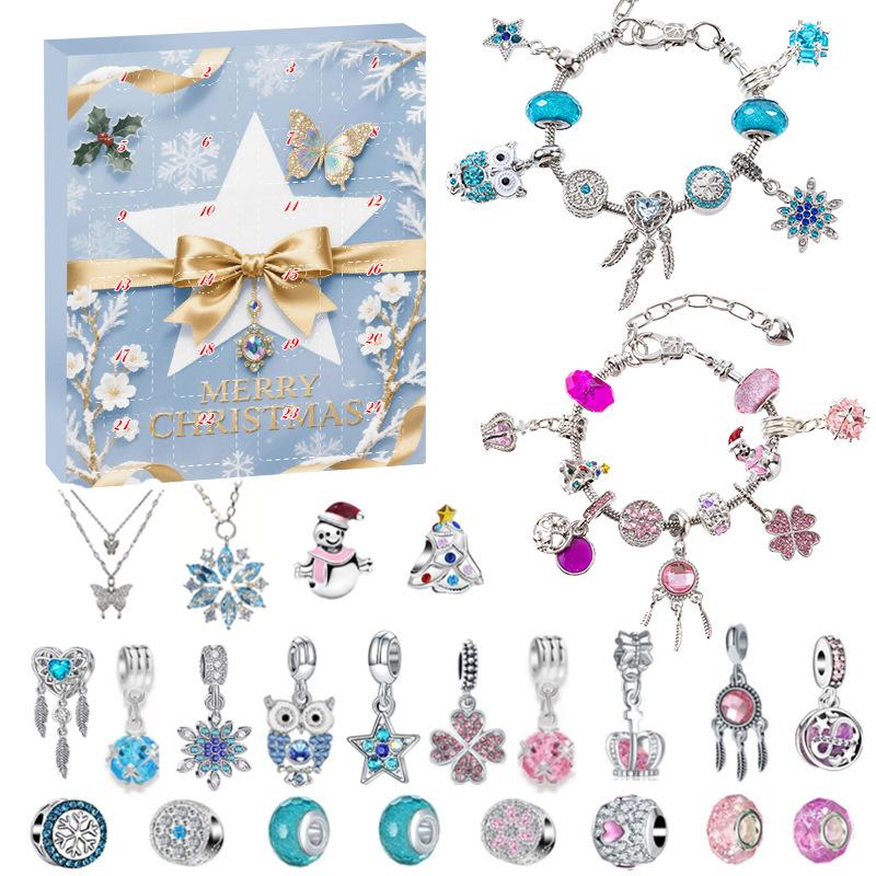Collana dell'Avvento di Natale Scatola a Sorpresa Orecchini a Bottone Scatola Regalo Foro Gioielli Musicali Scatola a Sorpresa Regalo Calendario del Countdown 24