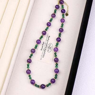 Designer Lila Li Feuer Amethyst & Grüner Zirkon Perlenkette für Frauen, Bestie Geschenk