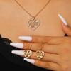 Mama Micro-inlay Zircon Flower Hollowed-out Heart Pendant Necklace Earrings Sets for Women Exquisite Mother's Day Gifts Jewelry