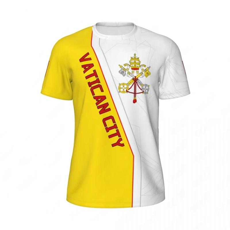 Fashion Vatican City Flag Football T Shirts For Trend Summer National Emblem 3D Printed T-shirts Loose Breathable Sports Tee