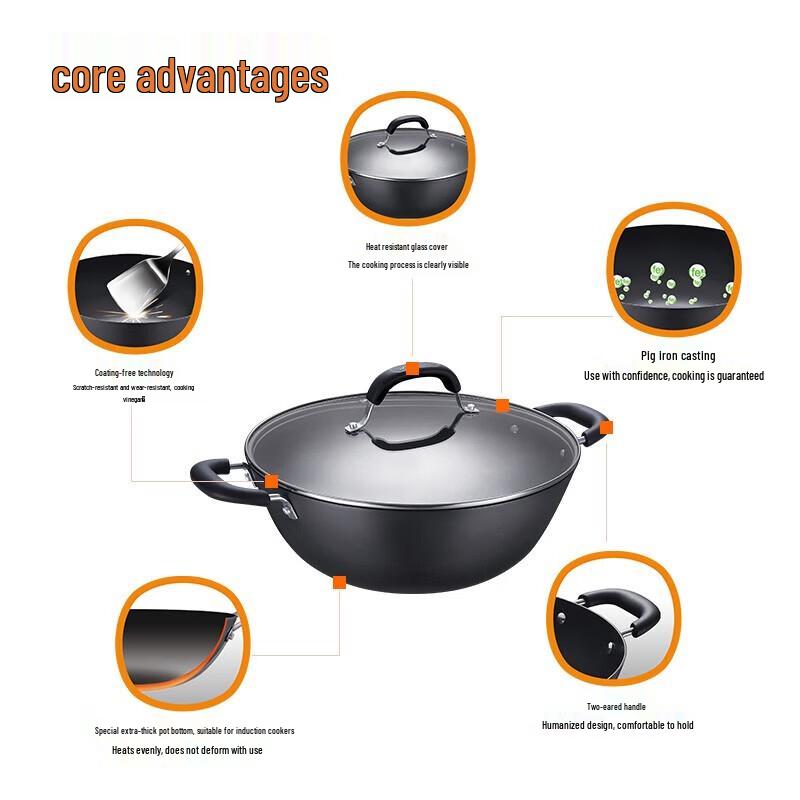 Supor 34CM Cast Iron Deep Wok