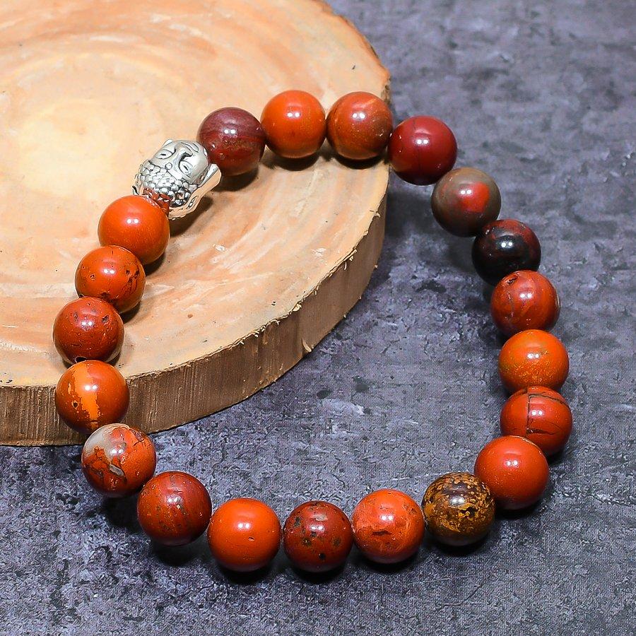 Bracelet Manucure en Agate Cornaline Naturelle Ajustable ETC-9726