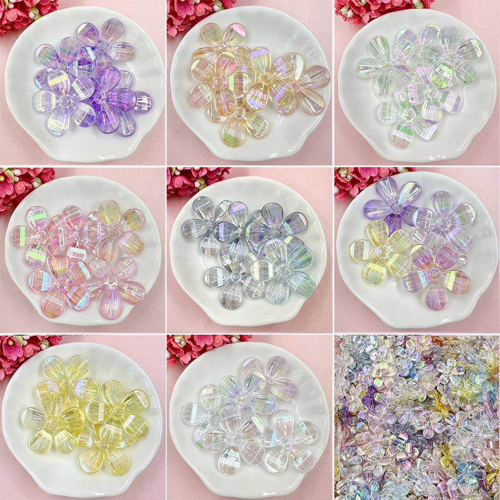DIY Findings Dazzling Flowers Beading Neclace Bracelet Handcrafted 5Pcs Acrylic Loose Beads for Jewelry Making  Accessories