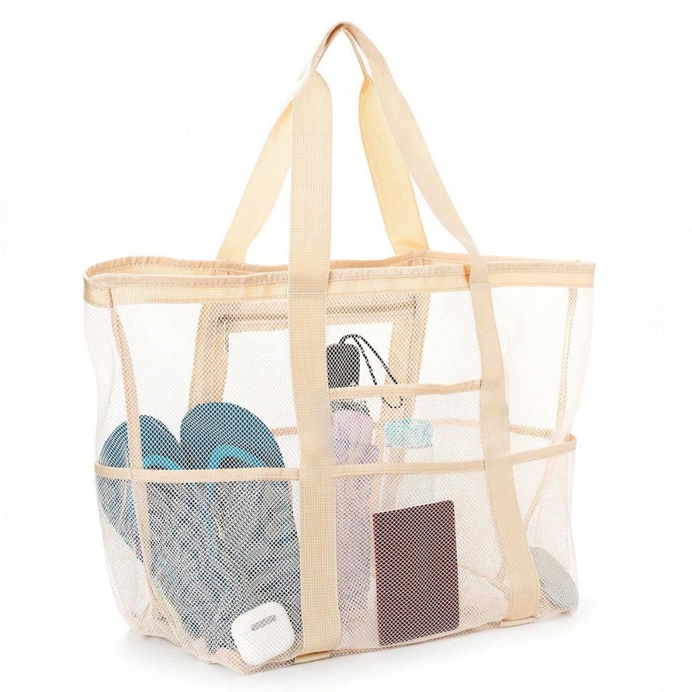 Beach Bag Large Capacity Toy Mesh Swimming Bag Multifunctional Travel Shoulder Beach Bag Swimsuit Storage Bag
