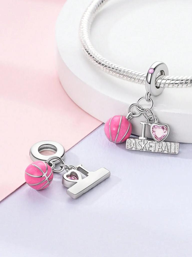 Charms Plata Copper Colors Pink Basketball Skirt Bicycle Beads Pendant For Original Bracelet For Women Diy Jewelry Love Gift