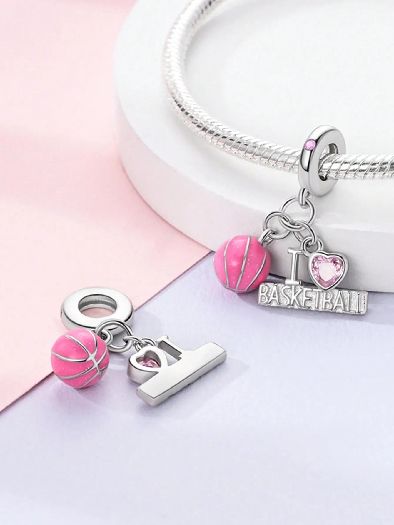 

Charm Bead Components Plata Copper Metal Colors Pink Basketball Skirt Bicycle Bead Components Pendant Bead Component Designed For Authentic Original