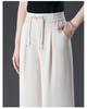 2024 Women's High Waist Drapey Wide-Leg Skirt Pants - Summer Plus Size, Eight-Point Length for Casual, Middle-Aged Style