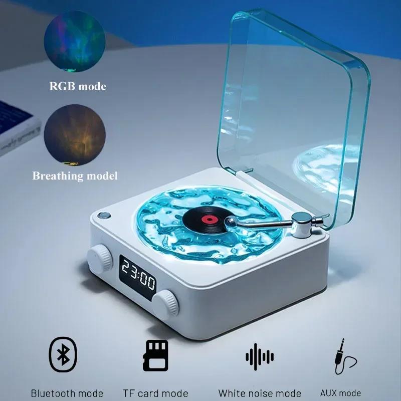 Waves Vinyl-Player Bluetooth-Lautsprecher mit Weißem Rauschen Retro-Plattenspieler-Lautsprecher Schlafhilfe Vitrola-förmiger Lautsprecher mit RGB-Licht
