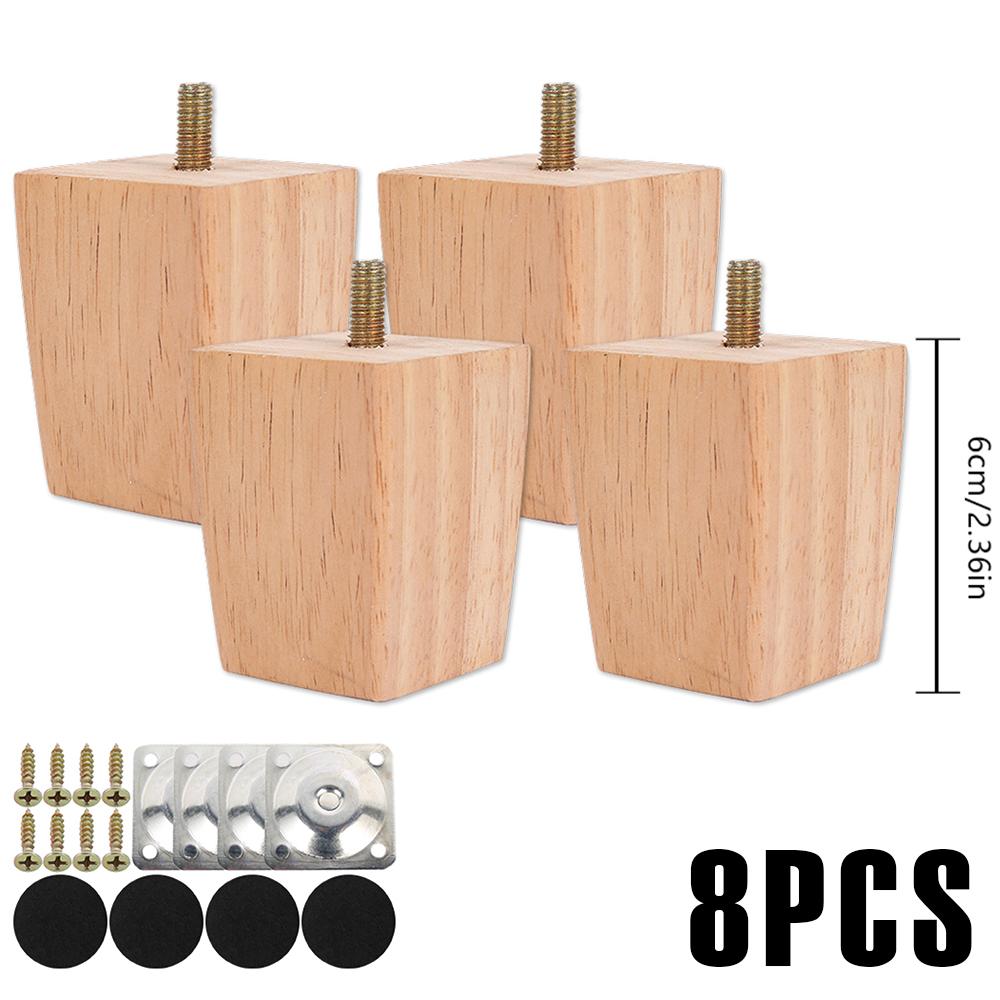 4/8 шт. Квадратные ножки для мебели 6/10/15 см Ножки для дивана из массива дерева Замена Высота Мебельные ножки с винтами Монтажная пластина Подушечки
