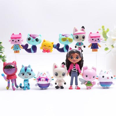 13 Peças Casa de Bonecas Gabby Figura de Anime Brinquedo Carro Sorridente Gato Abraço Bonecas Gaby Mercat Desenho Animado Figura de Ação Crianças Presentes de Natal Aniversário