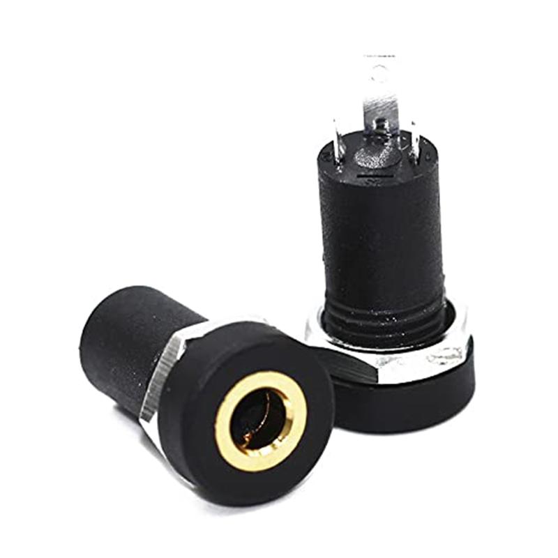 5/10Pcs 3.5mm Audio Jack Socket 3 Pole Black Stereo Solder Panel Mount Gold with Nuts Universal Headphone Socket
