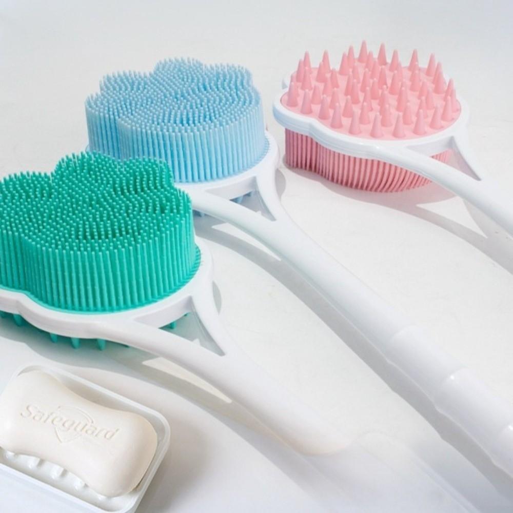 Long Handle Shower Massage Brushes Silicone Bathroom Back Scrubber  Remove Exfoliating