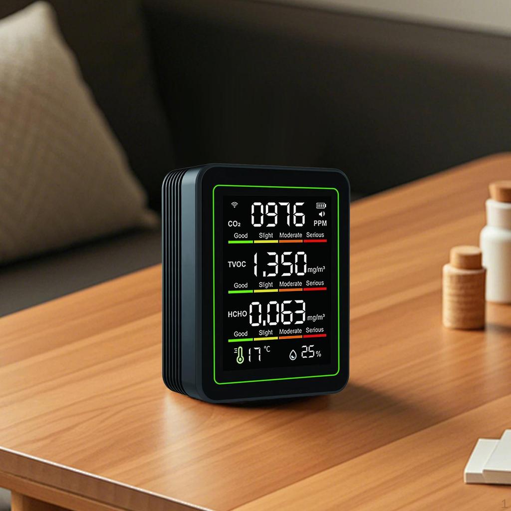 Air Quality Tester Analyzer for Warehouse Plant Indoor Outdoor Detection Black