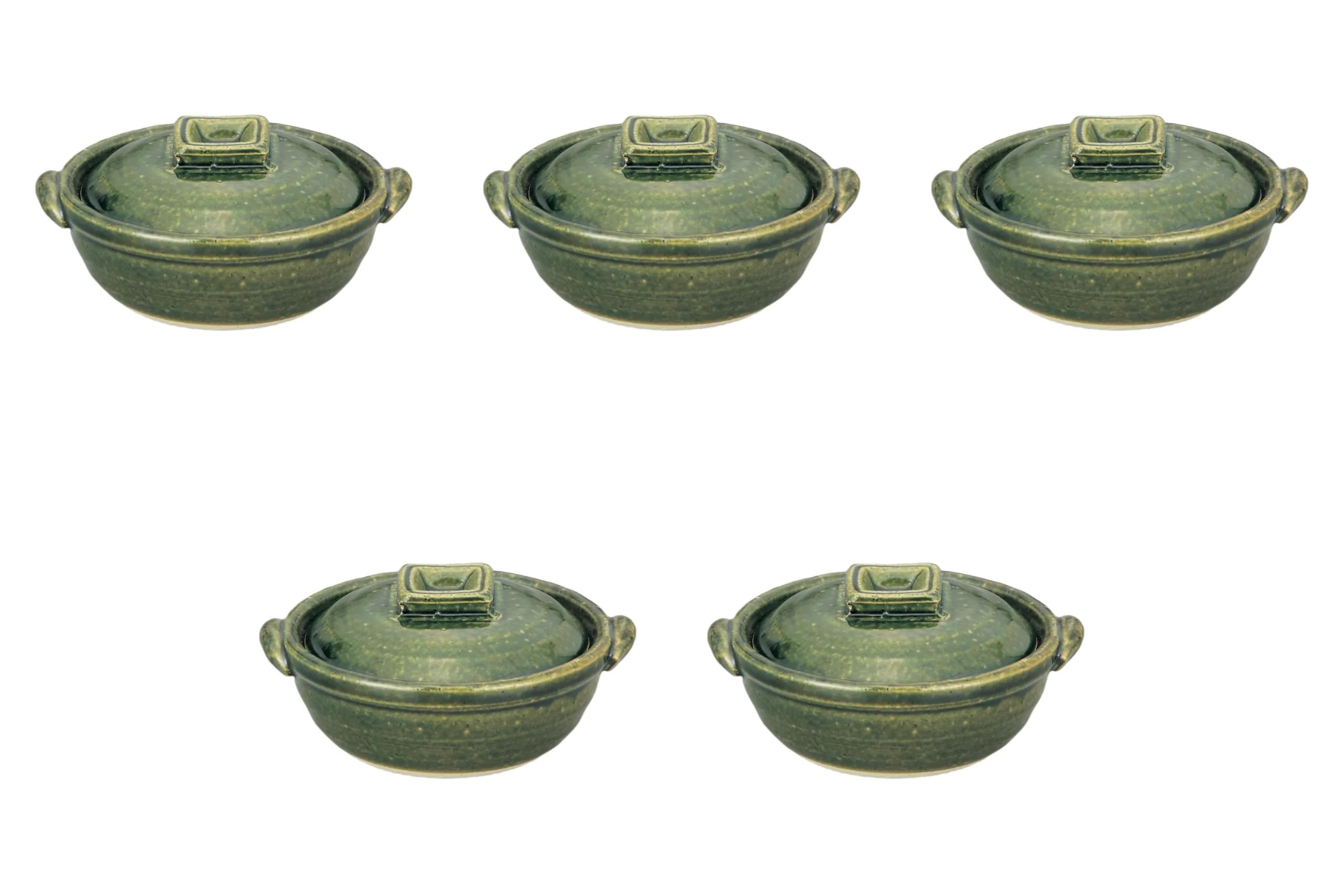 

Set of 5 Oribe 4 Pots x x Earthenware Banko Direct Setomonohonpo No. [14cm 12.5cm 7cm] Single-Serving Pot, Ware, Fire,