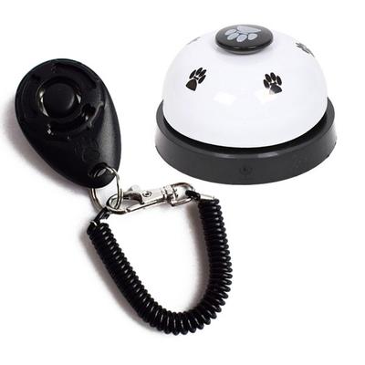 Dingdong Pet Haustier-Ring-Clicker + Hundeklingel-Set, Glocke (Weiß), Klicker (schwarz), 1 Satz