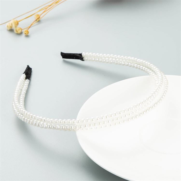 Custom Women s Korean Simple Fashion Hairband Braided Pearl Hair Accessories for Girls жемчужный