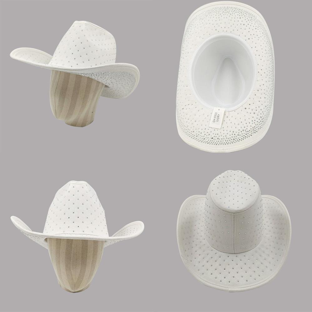 Freedom Outdoors Women's White Cowgirl Hat Rhinestone Cowboy Hat Nashville Bachelorette Hat Bachelorette Party Bride Concert Outfit Gift 56-58Cm