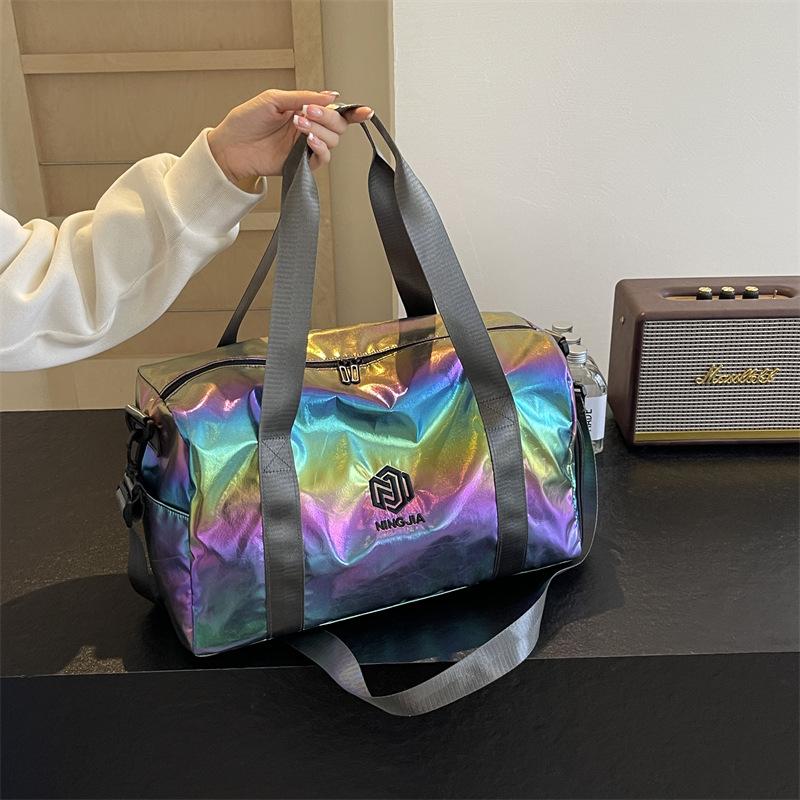 Colorful gradual change portable fitness bag large capacity outdoor sports dry and wet separation travel bag women's multi-functional yoga bag