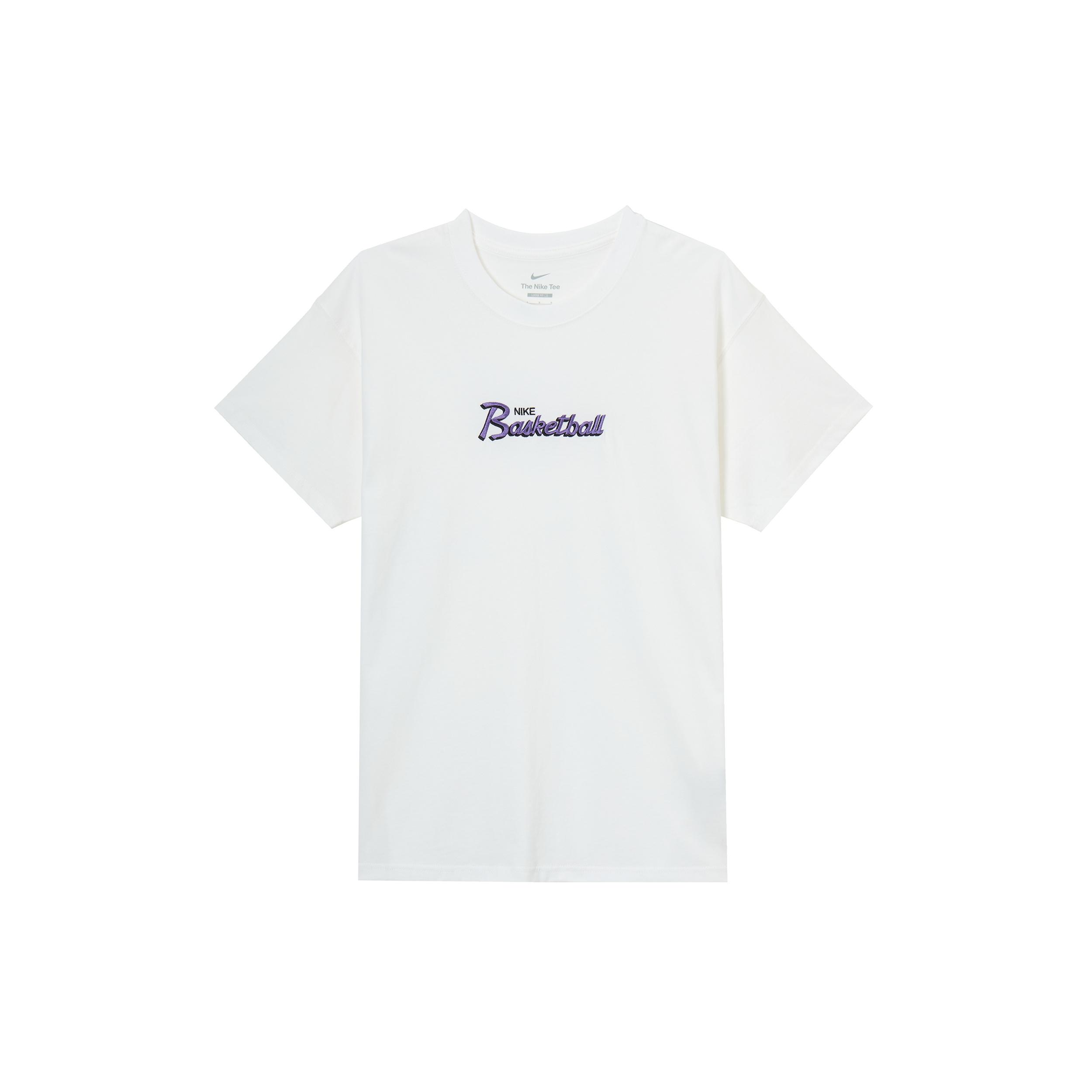 Nike Basketball Alphabet Embroidered Sports Round Neck Short Sleeve White Men s DJ1553-100 XXL