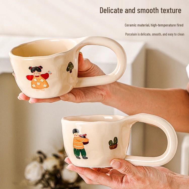 Ceramic Mug: Cute Couple & Family Breakfast Cup for Home or Office