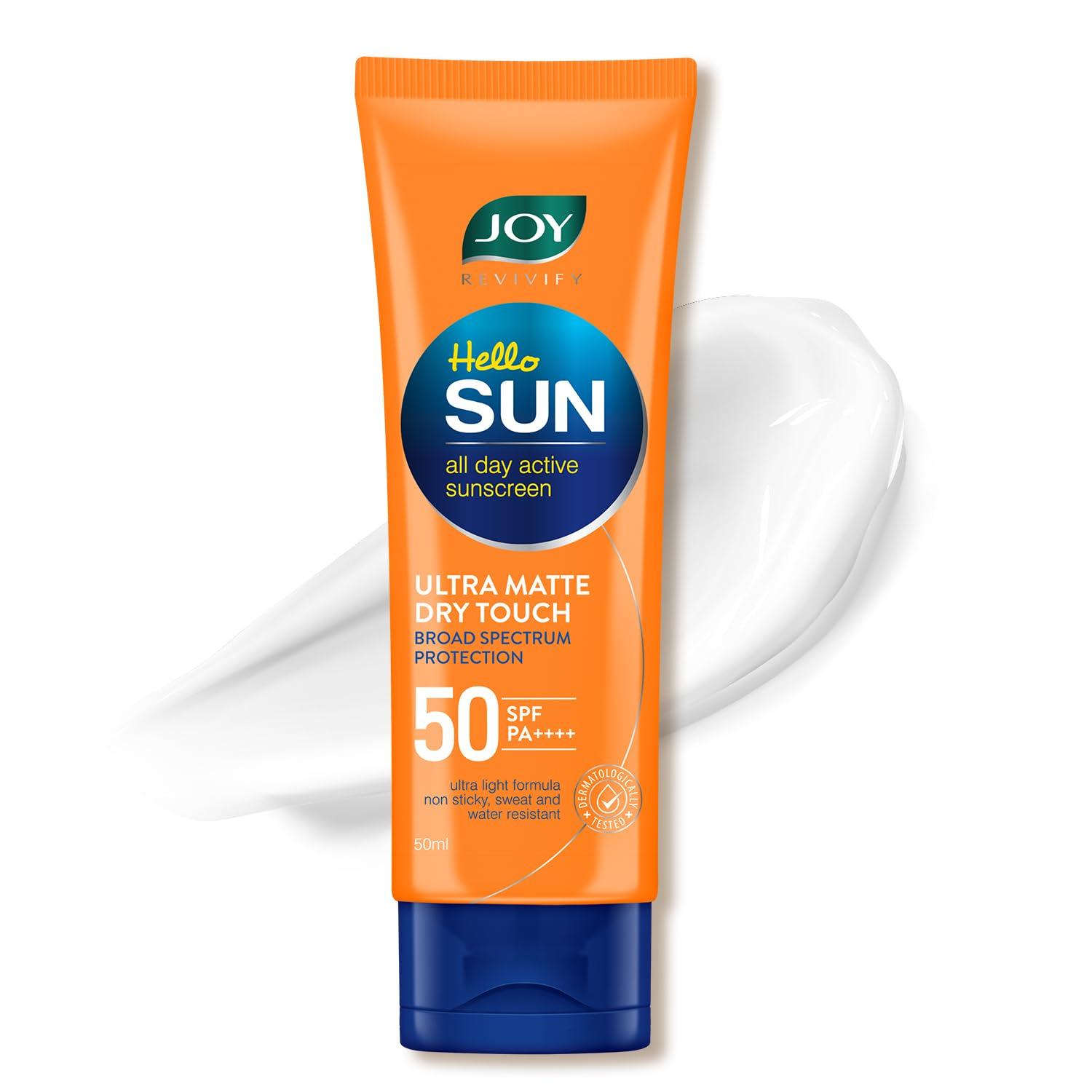 

JOY Hello Sun Ультраматовый солнцезащитный крем SPF 50 PA++++ 50 мл | Ультралегкий солнцезащитный крем широкого спектра действия с контролем загара и водостойкой защитой для лица