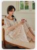 Women's Summer Ice Silk Two-Piece Nightdress with Breast Pads - Short-Sleeved, Sweet, Knee-Length
