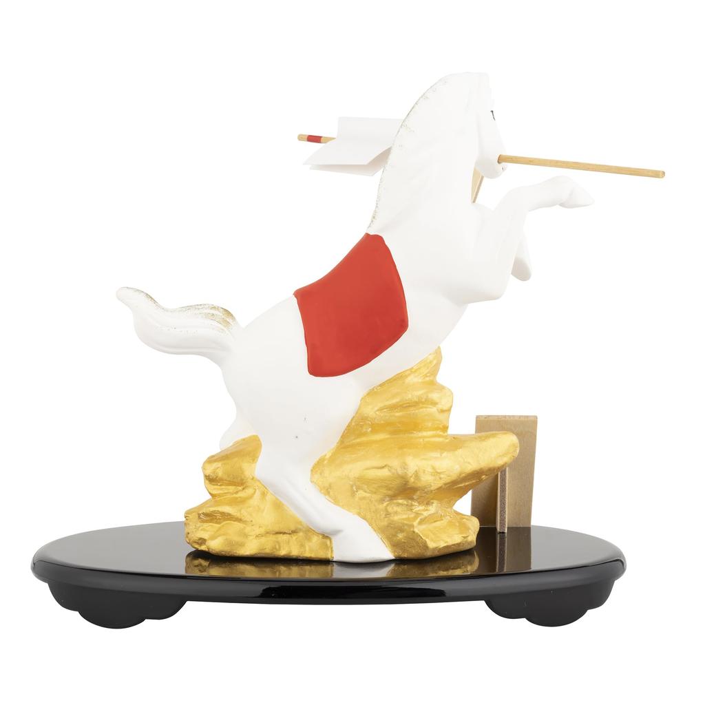 Seto Pottery Company 2026 Zodiac Figurine - Compact Horse Ornament - New Year's Decoration - Good Fortune - Gold-Painted Leaping Horse with Demon-Repe