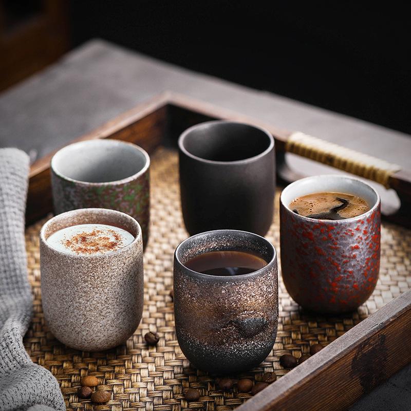 Rough Pottery Tea Cup Japanese Style Gongfu Tea Mug Kiln Change Ceramic Cup Home Office Drinkware