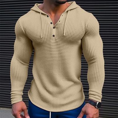 Erkekler İlkbahar Sonbahar Kazak Üst Düz Renk Slim Fit Uzun Kollu Nefes Rahat Kazak Gömlek Kapşonlu Üst