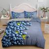 Fruit Raspberry Duvet Cover King Queen Double Size 3D Grapefruit Blueberry Print Soft Bedding Set 2/3pcs Polyester Quilt Cover