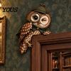 Rustic Farmhouse Bird Door Frame Accent Wooden Owl Topper, Corner Sitter Decor, Whimsical Woodland Animal Natural Inspired Interior Ornament
