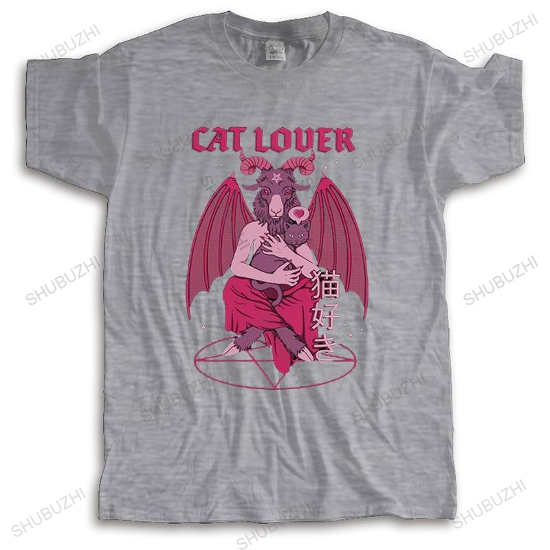 Funny Baphomet Cat Lover Evil T Shirt Unisex Cotton Tee Tops Lucifer Demon Goat Tshirt Short Sleeve Summer Tshirt Clothing