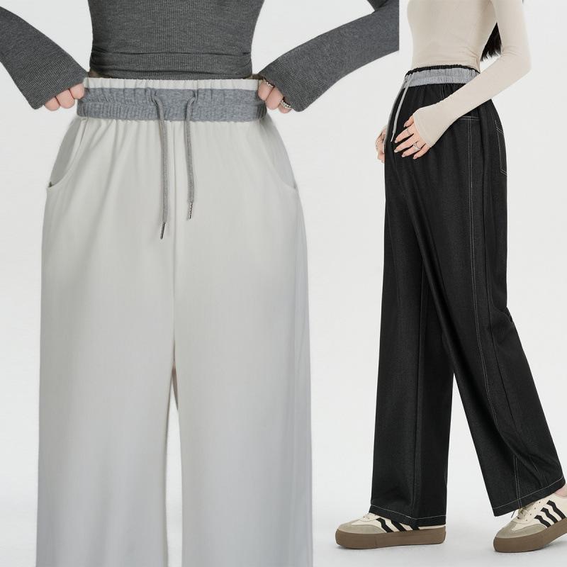 

Spring/Summer Maternity Wide-Leg Imitation Denim Pants – Comfortable, Non-Restrictive Fit for Pregnancy 2XL темно-синього кольору